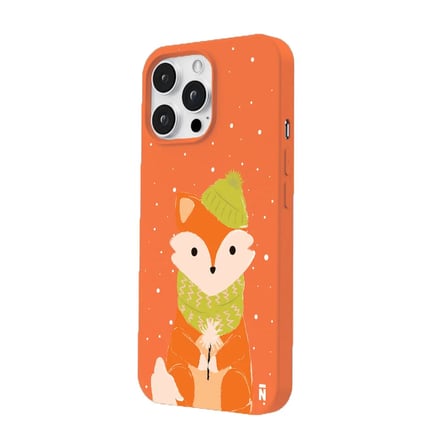iPhone 11 Pro Turuncu Lansman Renkli Silikon Winter Fox Tasarımlı Premium Kılıf