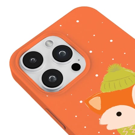iPhone 11 Pro Turuncu Lansman Renkli Silikon Winter Fox Tasarımlı Premium Kılıf