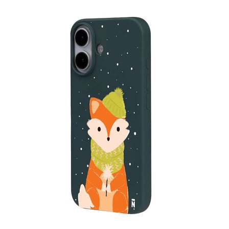 iPhone 16 Plus Haki Lansman Renkli Silikon Winter Fox Tasarımlı Premium Kılıf