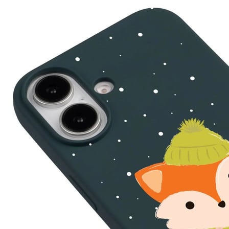 iPhone 16 Plus Haki Lansman Renkli Silikon Winter Fox Tasarımlı Premium Kılıf