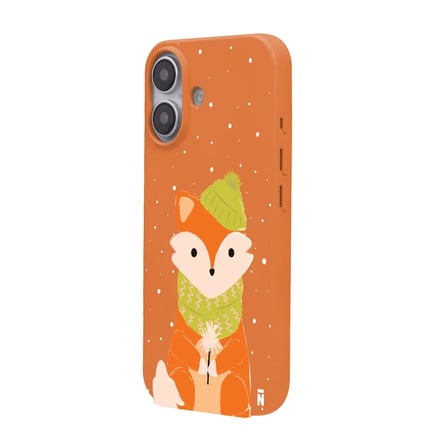 iPhone 16 Plus Turuncu Lansman Renkli Silikon Winter Fox Tasarımlı Premium Kılıf