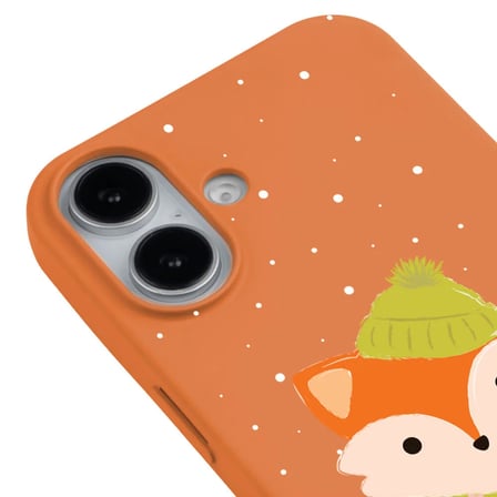 iPhone 16 Plus Turuncu Lansman Renkli Silikon Winter Fox Tasarımlı Premium Kılıf
