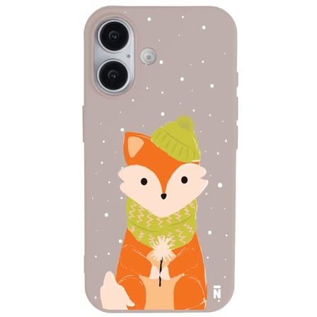 iPhone 16 Pudra Lansman Renkli Silikon Winter Fox Tasarımlı Premium Kılıf