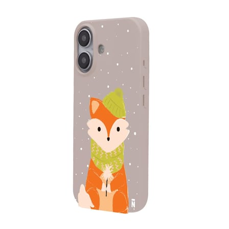 iPhone 16 Pudra Lansman Renkli Silikon Winter Fox Tasarımlı Premium Kılıf