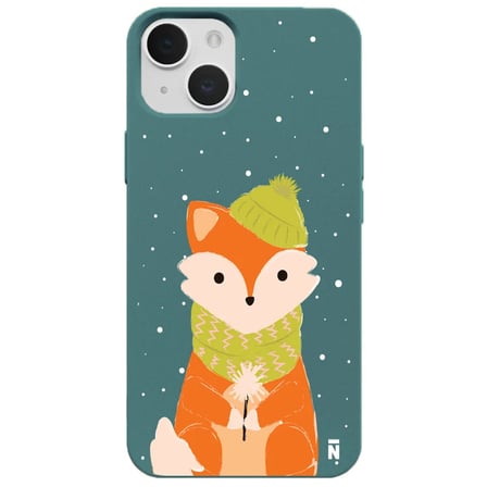 iPhone 15 Haki Lansman Renkli Silikon Winter Fox Tasarımlı Kamera Korumalı Kılıf