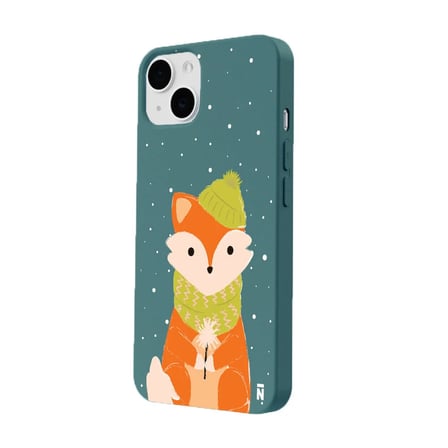 iPhone 15 Haki Lansman Renkli Silikon Winter Fox Tasarımlı Kamera Korumalı Kılıf
