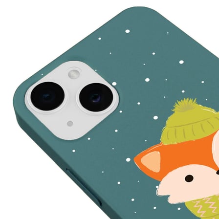 iPhone 15 Haki Lansman Renkli Silikon Winter Fox Tasarımlı Kamera Korumalı Kılıf
