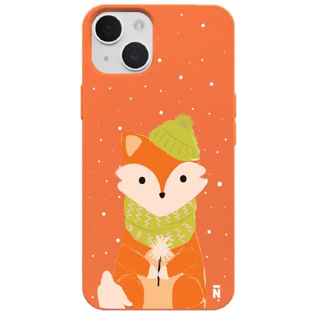 iPhone 11 Turuncu Lansman Renkli Silikon Winter Fox Tasarımlı Kamera Korumalı Kılıf