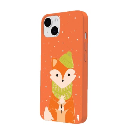 iPhone 11 Turuncu Lansman Renkli Silikon Winter Fox Tasarımlı Kamera Korumalı Kılıf