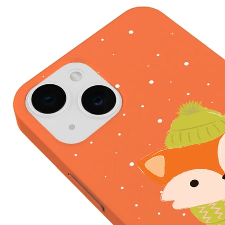 iPhone 11 Turuncu Lansman Renkli Silikon Winter Fox Tasarımlı Kamera Korumalı Kılıf
