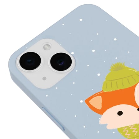 iPhone 15 Plus Mavi Lansman Renkli Silikon Winter Fox Tasarımlı Kamera Korumalı Kılıf