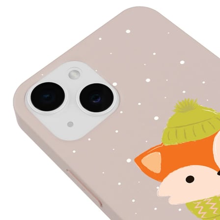 iPhone 15 Plus Pudra Lansman Renkli Silikon Winter Fox Tasarımlı Kamera Korumalı Kılıf