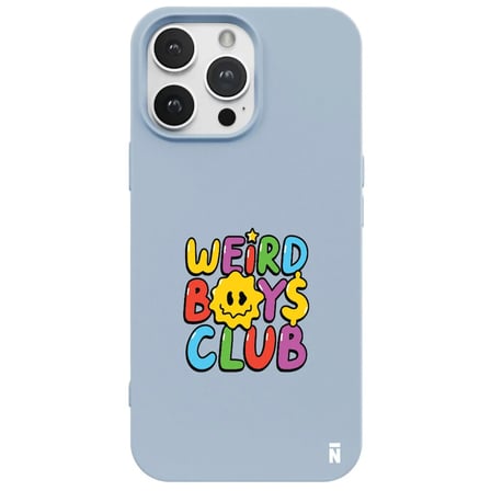 iPhone 15 Pro Mavi Lansman Renkli Silikon Weird Boys Club Tasarımlı Premium Kılıf