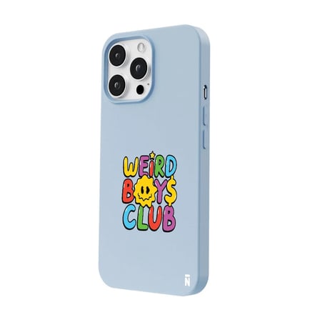 iPhone 15 Pro Mavi Lansman Renkli Silikon Weird Boys Club Tasarımlı Premium Kılıf
