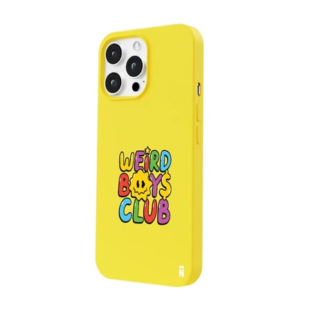 iPhone 14 Pro Sarı Lansman Renkli Silikon Weird Boys Club Tasarımlı Premium Kılıf