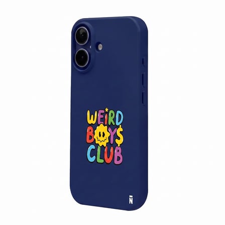 iPhone 16 Plus Lacivert Lansman Renkli Silikon Weird Boys Club Tasarımlı Premium Kılıf