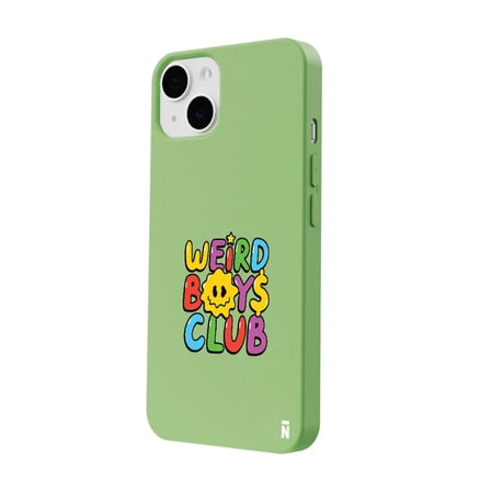 iPhone 14 Yeşil Lansman Renkli Silikon Weird Boys Club Tasarımlı Kamera Korumalı Kılıf