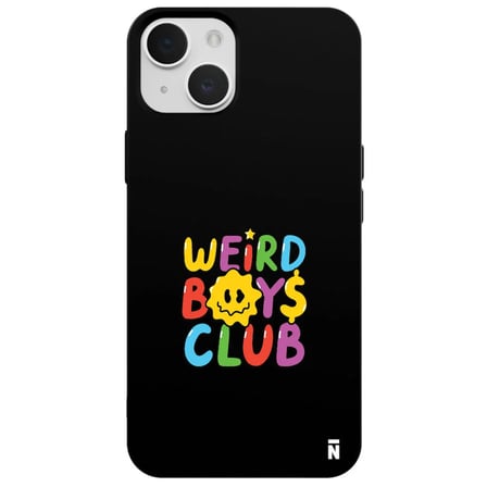 iPhone 12 Siyah Lansman Renkli Silikon Weird Boys Club Tasarımlı Kamera Korumalı Kılıf