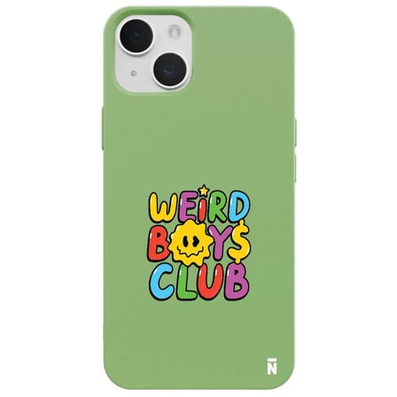 iPhone 12 Yeşil Lansman Renkli Silikon Weird Boys Club Tasarımlı Kamera Korumalı Kılıf