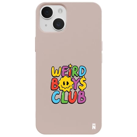 iPhone 12 Pudra Lansman Renkli Silikon Weird Boys Club Tasarımlı Kamera Korumalı Kılıf