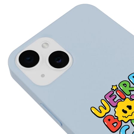 iPhone 15 Plus Mavi Lansman Renkli Silikon Weird Boys Club Tasarımlı Kamera Korumalı Kılıf