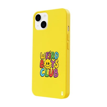 iPhone 14 Plus Sarı Lansman Renkli Silikon Weird Boys Club Tasarımlı Kamera Korumalı Kılıf