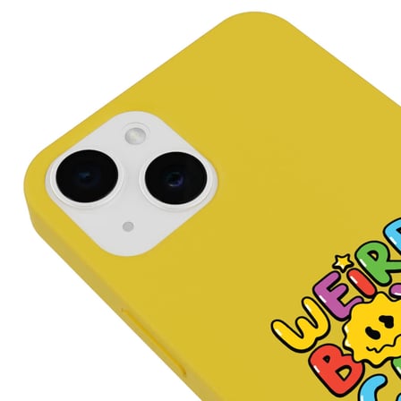 iPhone 14 Plus Sarı Lansman Renkli Silikon Weird Boys Club Tasarımlı Kamera Korumalı Kılıf