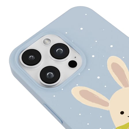 iPhone 16 Pro Max Mavi Lansman Renkli Silikon Winter Rabbit Tasarımlı Premium Kılıf