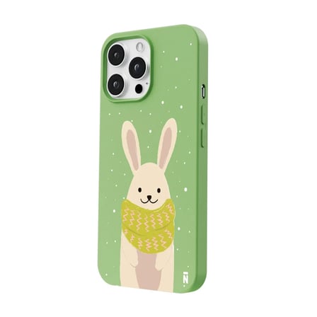 iPhone 16 Pro Max Yeşil Lansman Renkli Silikon Winter Rabbit Tasarımlı Premium Kılıf