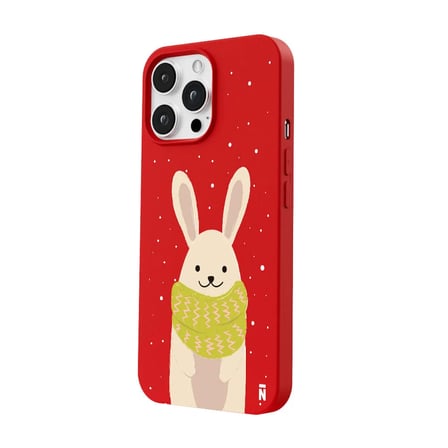 iPhone 15 Pro Max Kırmızı Lansman Renkli Silikon Winter Rabbit Tasarımlı Premium Kılıf