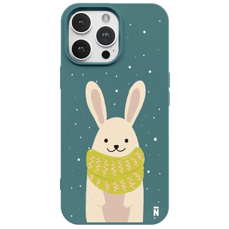 iPhone 13 Pro Max Haki Lansman Renkli Silikon Winter Rabbit Tasarımlı Premium Kılıf