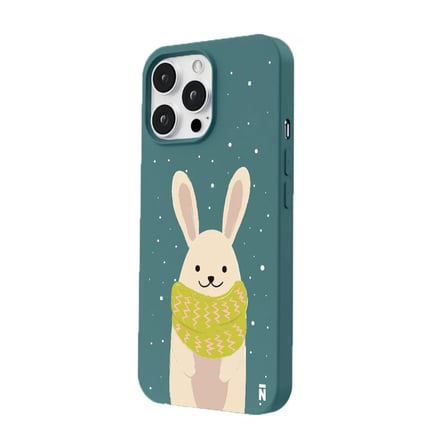 iPhone 13 Pro Max Haki Lansman Renkli Silikon Winter Rabbit Tasarımlı Premium Kılıf