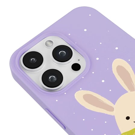 iPhone 13 Pro Max Lila Lansman Renkli Silikon Winter Rabbit Tasarımlı Premium Kılıf