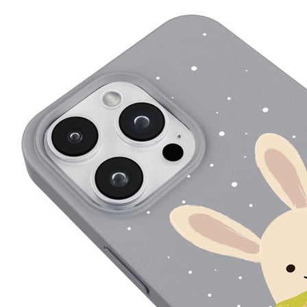 iPhone 12 Pro Max Gri Lansman Renkli Silikon Winter Rabbit Tasarımlı Premium Kılıf