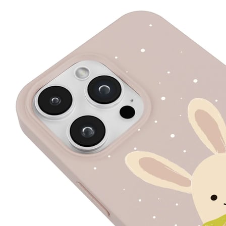 iPhone 12 Pro Max Pudra Lansman Renkli Silikon Winter Rabbit Tasarımlı Premium Kılıf