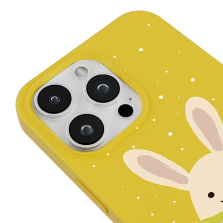 iPhone 11 Pro Max Sarı Lansman Renkli Silikon Winter Rabbit Tasarımlı Premium Kılıf
