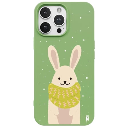 iPhone 16 Pro Yeşil Lansman Renkli Silikon Winter Rabbit Tasarımlı Premium Kılıf