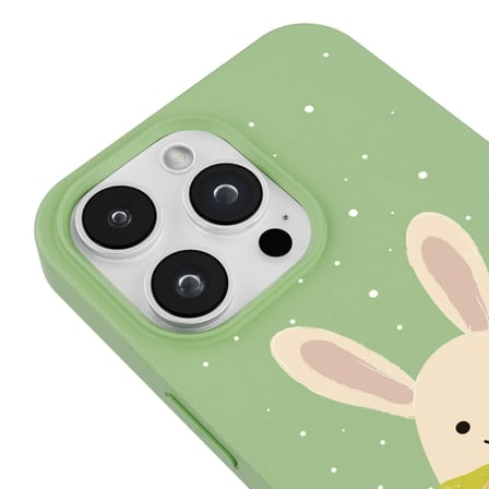 iPhone 16 Pro Yeşil Lansman Renkli Silikon Winter Rabbit Tasarımlı Premium Kılıf