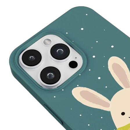 iPhone 16 Pro Haki Lansman Renkli Silikon Winter Rabbit Tasarımlı Premium Kılıf