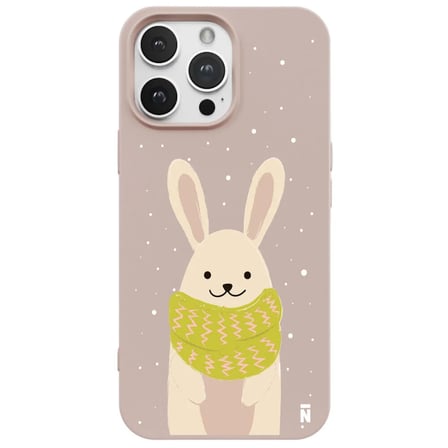 iPhone 12 Pro Pudra Lansman Renkli Silikon Winter Rabbit Tasarımlı Premium Kılıf