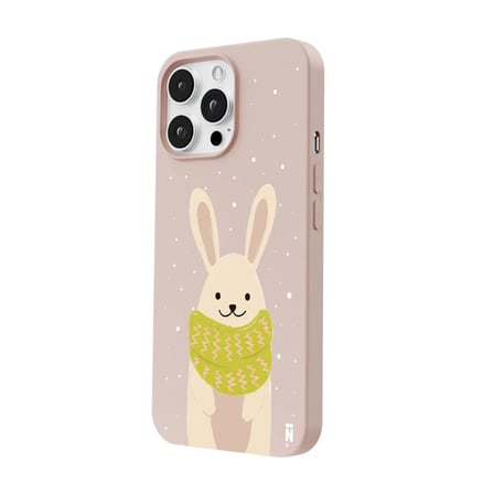iPhone 11 Pro Pudra Lansman Renkli Silikon Winter Rabbit Tasarımlı Premium Kılıf