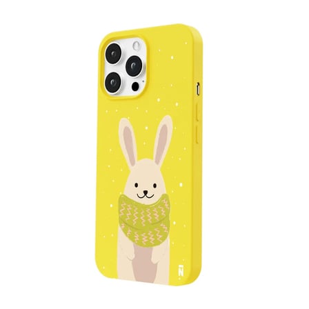 iPhone 11 Pro Sarı Lansman Renkli Silikon Winter Rabbit Tasarımlı Premium Kılıf