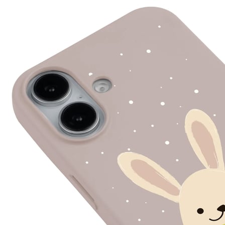 iPhone 17 Pudra Lansman Renkli Silikon Winter Rabbit Tasarımlı Premium Kılıf