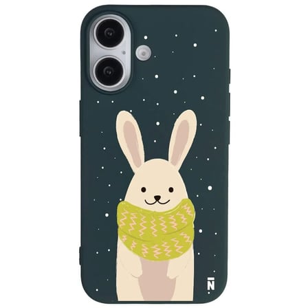 iPhone 16 Haki Lansman Renkli Silikon Winter Rabbit Tasarımlı Premium Kılıf