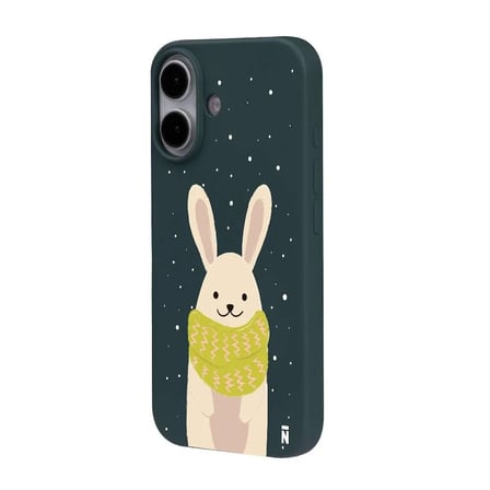 iPhone 16 Haki Lansman Renkli Silikon Winter Rabbit Tasarımlı Premium Kılıf