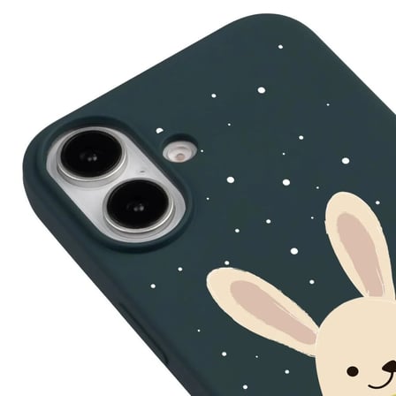 iPhone 16 Haki Lansman Renkli Silikon Winter Rabbit Tasarımlı Premium Kılıf