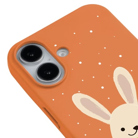 iPhone 16 Turuncu Lansman Renkli Silikon Winter Rabbit Tasarımlı Premium Kılıf