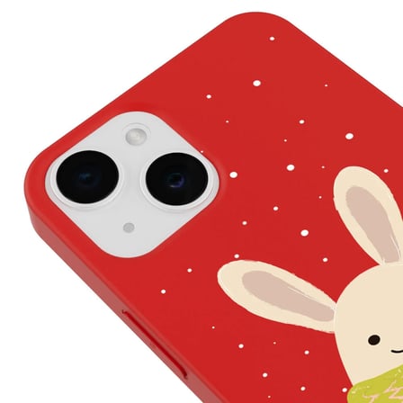 iPhone 15 Kırmızı Lansman Renkli Silikon Winter Rabbit Tasarımlı Kamera Korumalı Kılıf