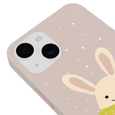 iPhone 14 Pudra Lansman Renkli Silikon Winter Rabbit Tasarımlı Kamera Korumalı Kılıf