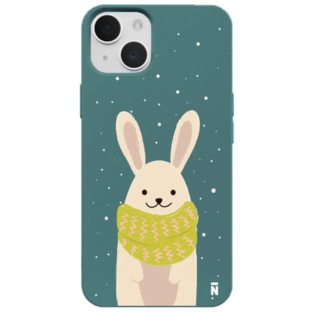 iPhone 13 Haki Lansman Renkli Silikon Winter Rabbit Tasarımlı Kamera Korumalı Kılıf